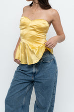Load image into Gallery viewer, Vintage x BEBE Yellow Satin Strapless Top (S)
