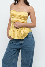 Load image into Gallery viewer, Vintage x BEBE Yellow Satin Strapless Top (S)