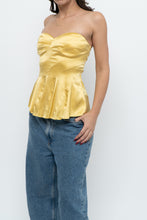 Load image into Gallery viewer, Vintage x BEBE Yellow Satin Strapless Top (S)