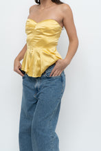 Load image into Gallery viewer, Vintage x BEBE Yellow Satin Strapless Top (S)