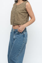 Load image into Gallery viewer, Vintage x Brown Eyelette Cotton Cropped Tank (S, M)