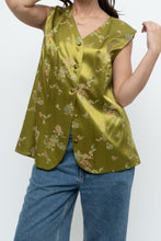 Load image into Gallery viewer, Vintage x Made in Canada x Chartreuse Satin Floral Vest (M, L)