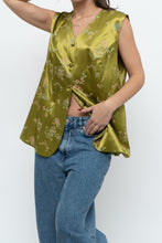 Load image into Gallery viewer, Vintage x Made in Canada x Chartreuse Satin Floral Vest (M, L)