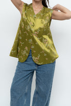 Load image into Gallery viewer, Vintage x Made in Canada x Chartreuse Satin Floral Vest (M, L)
