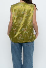 Load image into Gallery viewer, Vintage x Made in Canada x Chartreuse Satin Floral Vest (M, L)