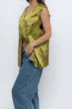 Load image into Gallery viewer, Vintage x Made in Canada x Chartreuse Satin Floral Vest (M, L)