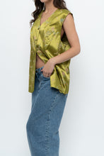 Load image into Gallery viewer, Vintage x Made in Canada x Chartreuse Satin Floral Vest (M, L)