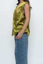 Load image into Gallery viewer, Vintage x Made in Canada x Chartreuse Satin Floral Vest (M, L)