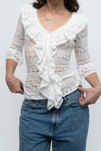Load image into Gallery viewer, CAROLINA HERRERA x White Lace Top (S, M)