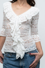 Load image into Gallery viewer, CAROLINA HERRERA x White Lace Top (S, M)