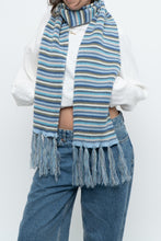 Load image into Gallery viewer, Vintage x Blue Striped Cotton Fringe Scarf