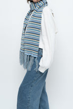 Load image into Gallery viewer, Vintage x Blue Striped Cotton Fringe Scarf