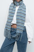 Load image into Gallery viewer, Vintage x Blue Striped Cotton Fringe Scarf