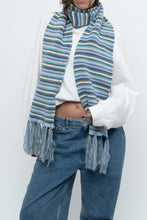 Load image into Gallery viewer, Vintage x Blue Striped Cotton Fringe Scarf
