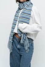 Load image into Gallery viewer, Vintage x Blue Striped Cotton Fringe Scarf