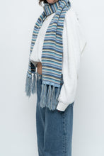 Load image into Gallery viewer, Vintage x Blue Striped Cotton Fringe Scarf