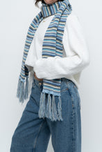 Load image into Gallery viewer, Vintage x Blue Striped Cotton Fringe Scarf