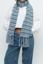Load image into Gallery viewer, Vintage x Blue Striped Cotton Fringe Scarf