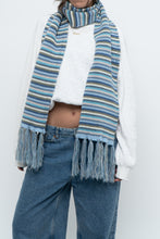 Load image into Gallery viewer, Vintage x Blue Striped Cotton Fringe Scarf