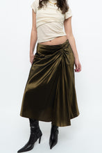 Load image into Gallery viewer, Vintage x Made in Turkey x OLSEN Cinched Shiny Midi Skirt (S)