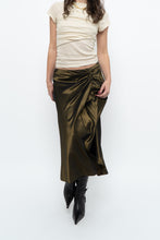 Load image into Gallery viewer, Vintage x Made in Turkey x OLSEN Cinched Shiny Midi Skirt (S)