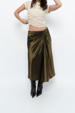 Load image into Gallery viewer, Vintage x Made in Turkey x OLSEN Cinched Shiny Midi Skirt (S)