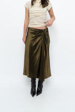 Load image into Gallery viewer, Vintage x Made in Turkey x OLSEN Cinched Shiny Midi Skirt (S)