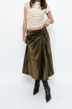 Load image into Gallery viewer, Vintage x Made in Turkey x OLSEN Cinched Shiny Midi Skirt (S)