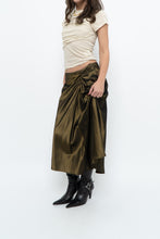 Load image into Gallery viewer, Vintage x Made in Turkey x OLSEN Cinched Shiny Midi Skirt (S)