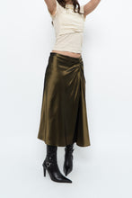 Load image into Gallery viewer, Vintage x Made in Turkey x OLSEN Cinched Shiny Midi Skirt (S)
