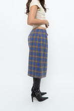 Load image into Gallery viewer, Vintage x LIZSPORT Blue Plaid Wool Midi Skirt (M)