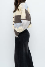 Load image into Gallery viewer, Vintage x Handmade Blue, Cream Cropped Cardigan (XS-M)