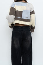 Load image into Gallery viewer, Vintage x Handmade Blue, Cream Cropped Cardigan (XS-M)