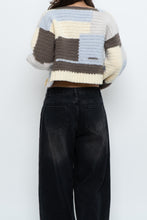 Load image into Gallery viewer, Vintage x Handmade Blue, Cream Cropped Cardigan (XS-M)