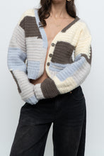 Load image into Gallery viewer, Vintage x Handmade Blue, Cream Cropped Cardigan (XS-M)