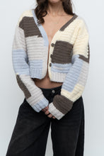 Load image into Gallery viewer, Vintage x Handmade Blue, Cream Cropped Cardigan (XS-M)