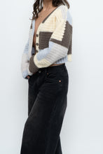 Load image into Gallery viewer, Vintage x Handmade Blue, Cream Cropped Cardigan (XS-M)