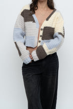 Load image into Gallery viewer, Vintage x Handmade Blue, Cream Cropped Cardigan (XS-M)