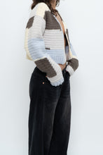 Load image into Gallery viewer, Vintage x Handmade Blue, Cream Cropped Cardigan (XS-M)