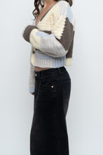 Load image into Gallery viewer, Vintage x Handmade Blue, Cream Cropped Cardigan (XS-M)