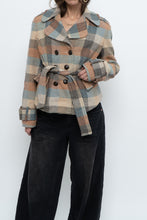 Load image into Gallery viewer, Vintage x Blue, Brown Plaid Wool Blazer (S, M)