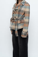Load image into Gallery viewer, Vintage x Blue, Brown Plaid Wool Blazer (S, M)