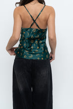 Load image into Gallery viewer, Vintage x LA SENZA Green Patterned Silk Tank (S)