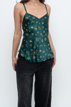 Load image into Gallery viewer, Vintage x LA SENZA Green Patterned Silk Tank (S)