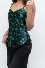 Load image into Gallery viewer, Vintage x LA SENZA Green Patterned Silk Tank (S)