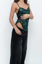 Load image into Gallery viewer, Vintage x LA SENZA Green Patterned Silk Tank (S)