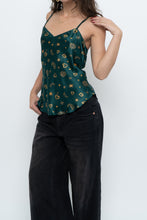 Load image into Gallery viewer, Vintage x LA SENZA Green Patterned Silk Tank (S)
