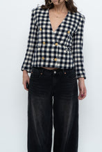Load image into Gallery viewer, Vintage x JONES NY Navy, Cream Houndstooth Cropped Blazer (XS, S)