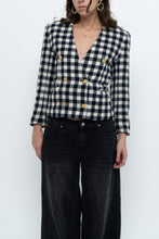 Load image into Gallery viewer, Vintage x JONES NY Navy, Cream Houndstooth Cropped Blazer (XS, S)