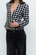 Load image into Gallery viewer, Vintage x JONES NY Navy, Cream Houndstooth Cropped Blazer (XS, S)
